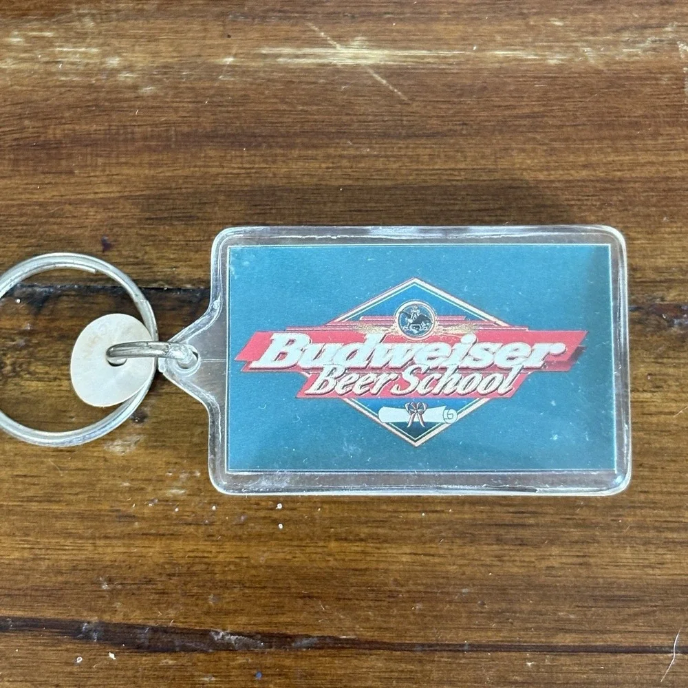 Vtg Budweiser Keychain Beer School Beer Master Two Sided Grandpa Dadcore